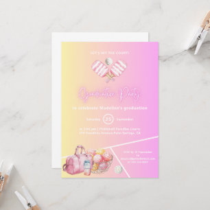 Pink Fun Pickleball Graduation Party Uitnodiging