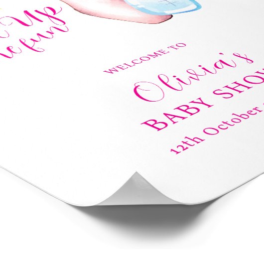 Pink Fun Strike Up Bowling Baby Shower Welcome Poster (Hoek)