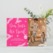 Pink Funny Beste Kerstman, We probeerden Kerstfoto Feestdagenkaart (Staand voorkant)