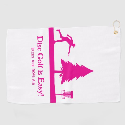 Pink Funny Disc Golf Putting met boomobstakel Golfhanddoek (Horizontaal)