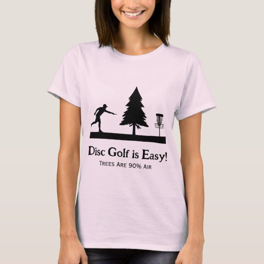 Pink Funny Disc Golf Putting met boomobstakel T-shirt (Voorkant)