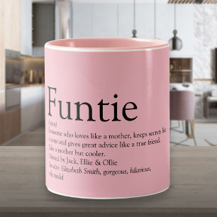 Pink Funny Funtie tante Auntie Definition Two-Tone Tweekleurige Koffiemok