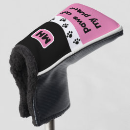 Pink Funny Paws off My Putter met Initialen Golfheadcover