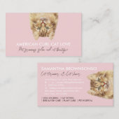 Pink Funny Pet Sitter American Curl Cat Visitekaartje (Voorkant / Achterkant)