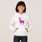 Pink Furry Llama Kinder Hoodie (Voorkant volledig)