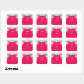 Pink Fushia Vierkante Sticker (Vel)