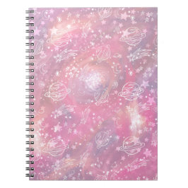 Pink Galaxy Constellations Planets Sky Notitieboek