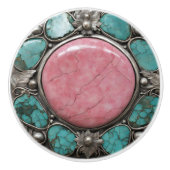 Pink Galaxy Stoneburst with Silver and Aqua  Keramische Knop (Voorkant)
