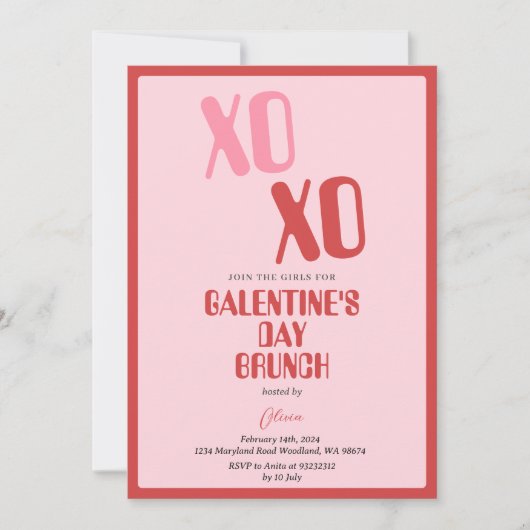 Pink Galentine's Day Party Brunch Vriendschap Kaart (Voorkant)