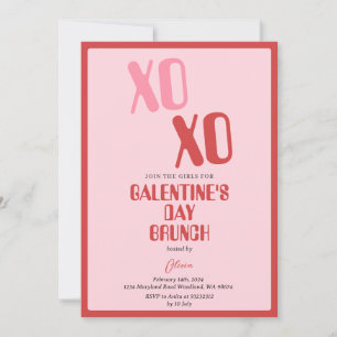 Pink Galentine's Day Party Brunch Vriendschap Kaart