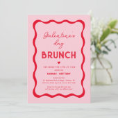 Pink Galentine's Day Valentijnse brunch Kaart (Staand voorkant)