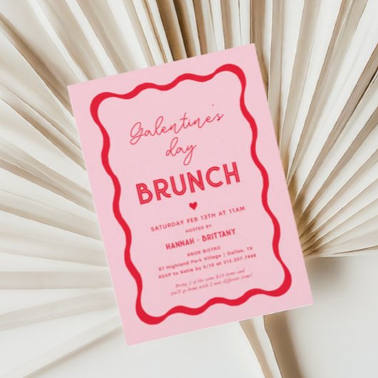 Pink Galentine's Day Valentijnse brunch Kaart