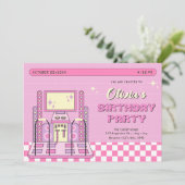 Pink Game Player Arcade Dance Machine verjaardag Kaart (Staand voorkant)