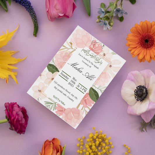 Pink Garden Aqiqah Ceremony Kaart