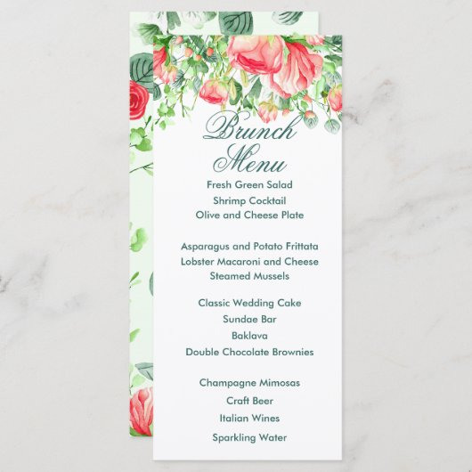 Pink Garden Bouquet Menu (Voorkant / Achterkant)