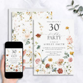 Pink Garden Floral Calligrafie 30th Birthday Kaart