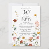 Pink Garden Floral Calligrafie 30th Birthday Kaart (Voorkant)