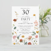 Pink Garden Floral Calligrafie 30th Birthday Kaart (Staand voorkant)