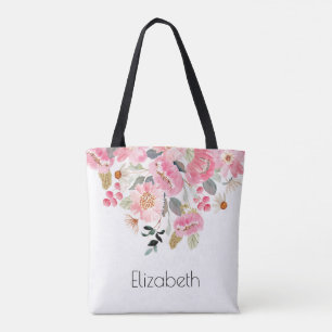 Pink Garden Flowers Floral op maat Tote Bag