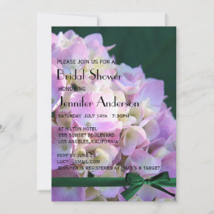 ©Pink Garden Hydrangeas Ribbon Vrijgezellenfeest Kaart