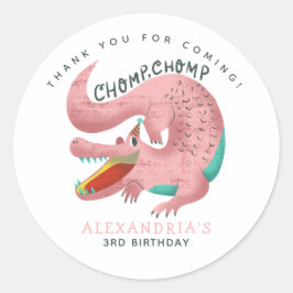 Pink Gator Theme Verjaardagsfeestje Bedankt Favor Ronde Sticker