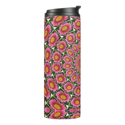 Pink Gazania Thermal Tumbler Thermosbeker (Gedraaid links)