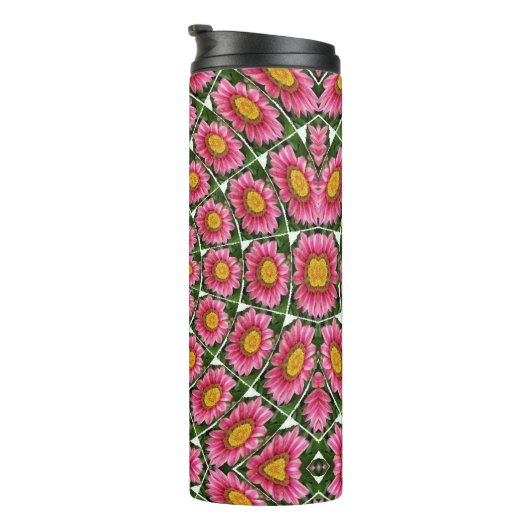 Pink Gazania Thermal Tumbler Thermosbeker (Geroteerd rechts)