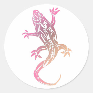 Pink Gecko Tattoo Ronde Sticker