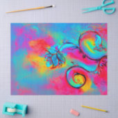 PINK GEEL BLAUWGROEN BLAUW WHIMSICAL FLOWERS Flora Tissuepapier (Craft)