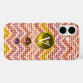 PINK GEMALSTONES EN MONOGRAM VOOR MOSAISCHE CHEVRO Case-Mate iPhone CASE (Achterkant (horizontaal))
