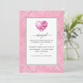 Pink Gemstone Birthday Party Kaart (Staand voorkant)