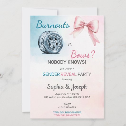Pink gender Reveal Invitation card design  Kaart (Voorkant)