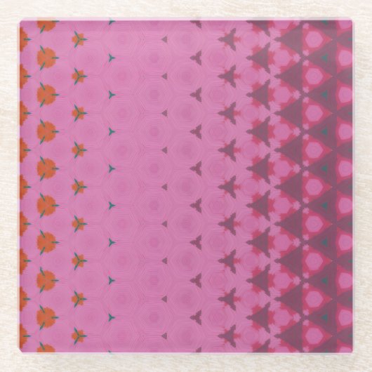 Pink Geometric design Coaster Glazen Onderzetter (Voorkant)