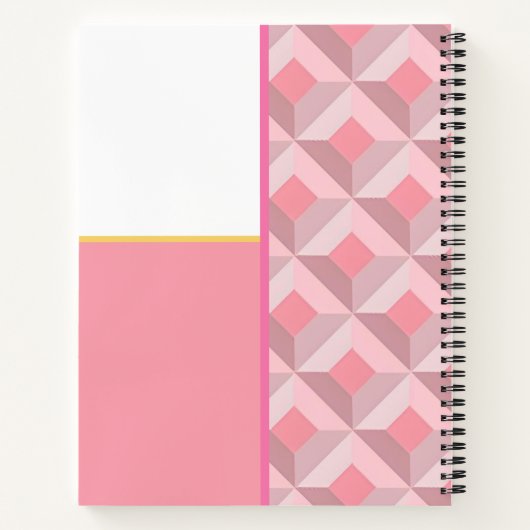 Pink Geometric Squares Custom Notebook Notitieboek (Achterkant)