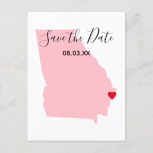 Pink Georgia Red Heart Save the Date Aankondigingskaart