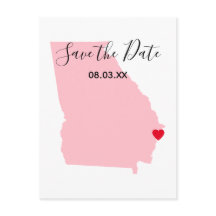 Pink Georgia Red Heart Save the Date