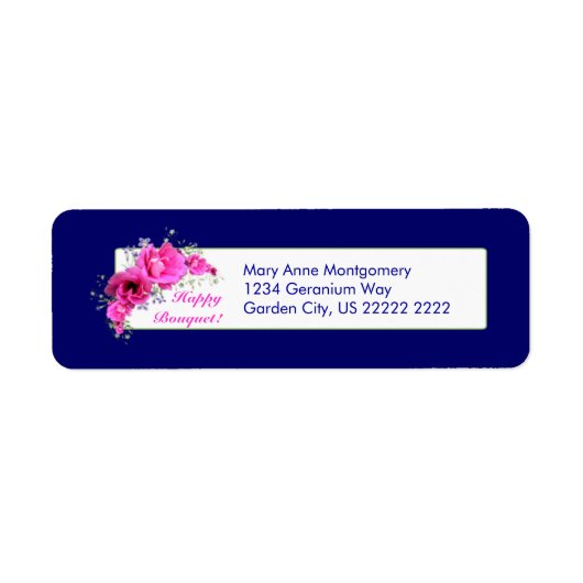 Pink Geranium Bouquet Return Address Labels (Voorkant)