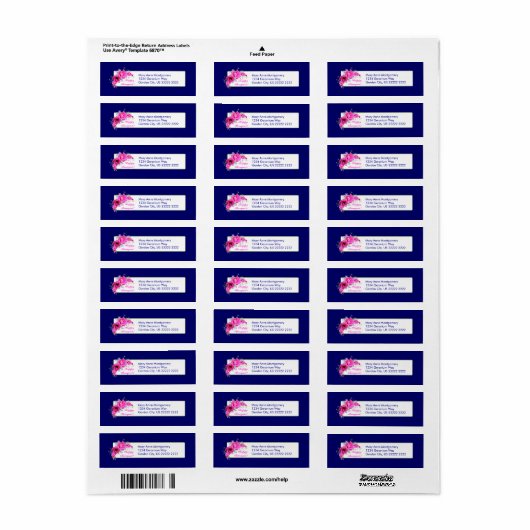 Pink Geranium Bouquet Return Address Labels (Full Sheet)