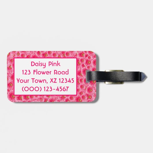 Pink Gerber Daisies Bagagelabel (Achterkant horizontaal)