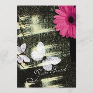 Pink Gerber Daisy Butterfly Dream Birthday Party Kaart