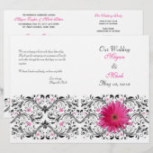 Pink Gerber Daisy Floral Wedding Programme (Voorkant / Achterkant)
