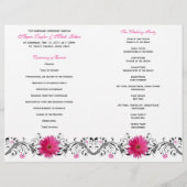 Pink Gerber Daisy Floral Wedding Programme (Achterkant)