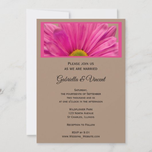 Pink Gerber Daisy Flower Wedding Kaart (Voorkant)