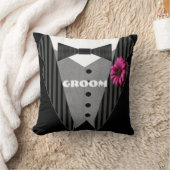 Pink Gerber Daisy Groom's Tuxedo Pillow Kussen (Deken)