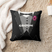 Pink Gerber Daisy Groom's Tuxedo Pillow Kussen (Deken)