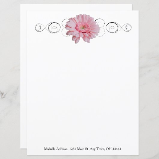 Pink Gerber Daisy Specialized Paper Sheet (Voorkant / Achterkant)