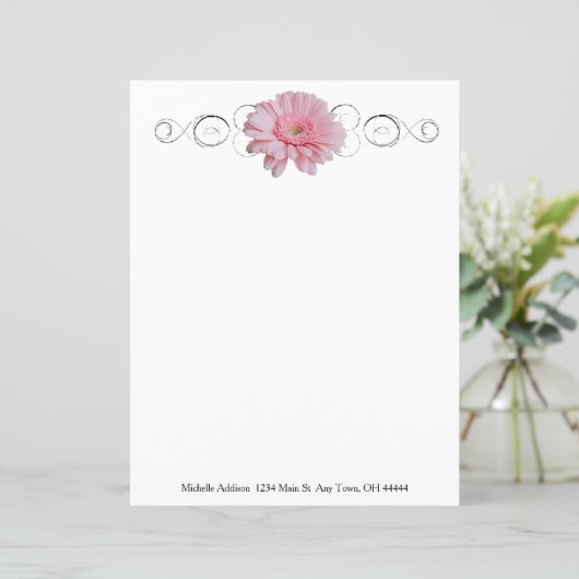 Pink Gerber Daisy Specialized Paper Sheet (Staand voorkant)