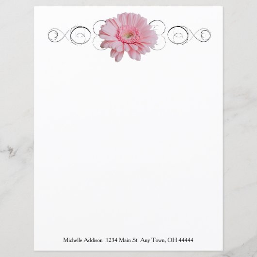 Pink Gerber Daisy Specialized Paper Sheet (Voorkant)