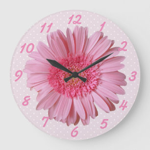 Pink Gerber Daisy Wall klok