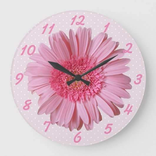 Pink Gerber Daisy Wall klok (Voorkant)